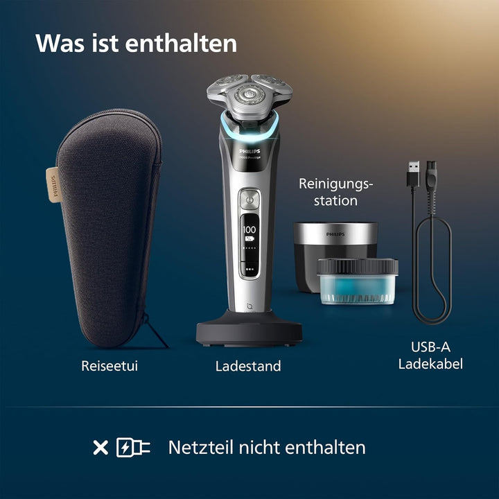 Philips elektrischer Rasierer i9000 Prestige, Nass- und Trockenrasierer für Herren mit integriertem