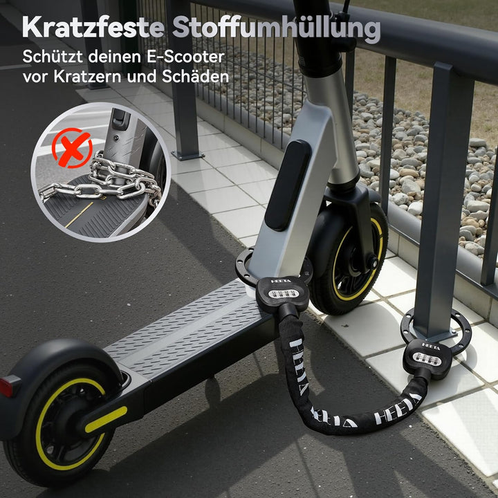 HEETA E Scooter Schloss Zahlenschloss, 8mm Fahrradschloss Hohe Sicherheit, e Roller Schloss Handsche