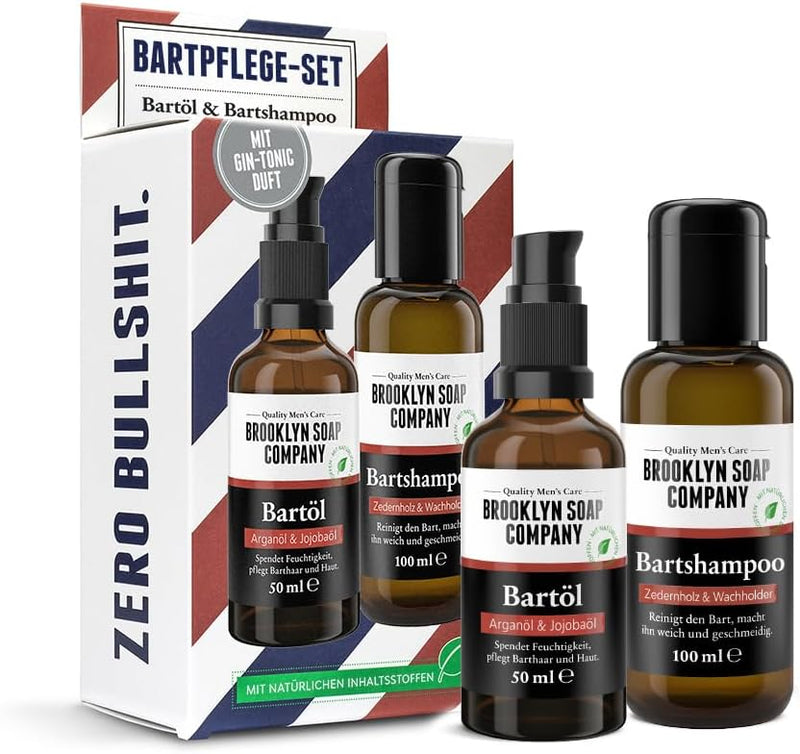 Brooklyn Soap Company Bartpflege Set - Das Vorteilsset für Männer · Bartshampoo & Bartöl mit Gin Ton