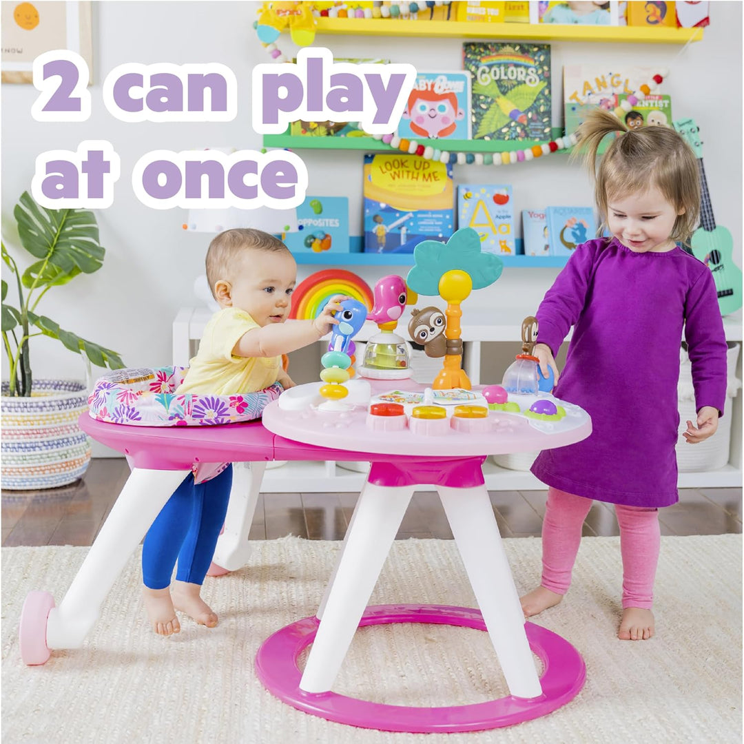 Bright Starts, Around We Go Tropic Coral 2-in-1 Spielstation & Lauflernwagen, Spieletisch mit Lichte
