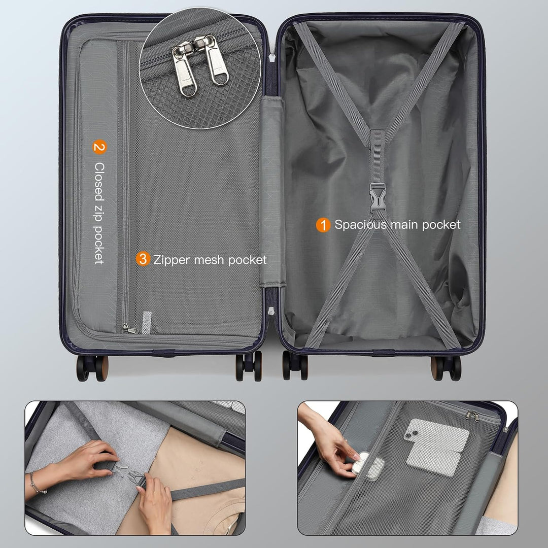 Kono 61 cm grosser Koffer, Leichter ABS+Polycarbonat-Hartschalentrolley, modischer Reise-Check-in-Et