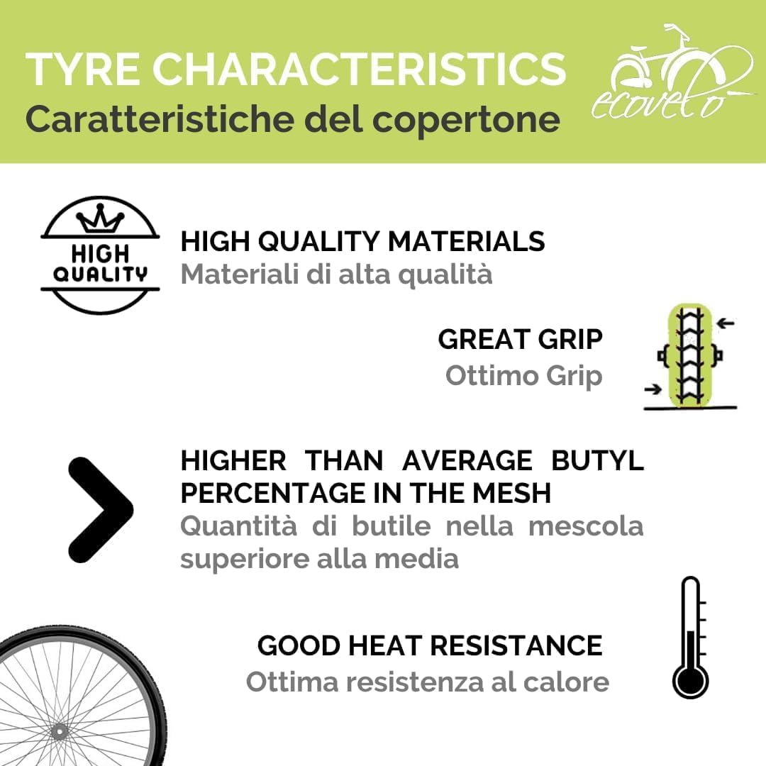 Ecovelò COPERTONE 26 x 4.0 (100-559) + Luftschlauch für Fat Bike Reifen Reifen Reifen Reifen Snow Sa