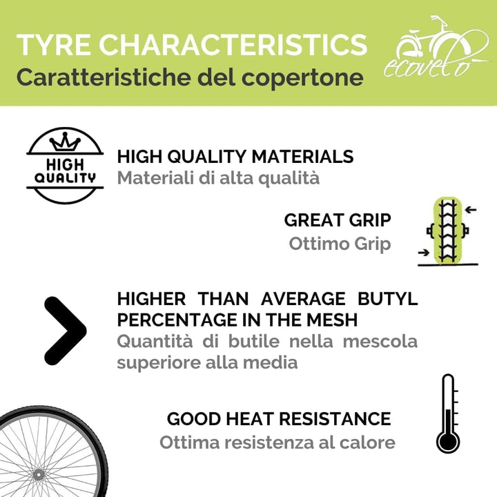Ecovelò COPERTONE 26 x 4.0 (100-559) + Luftschlauch für Fat Bike Reifen Reifen Reifen Reifen Snow Sa