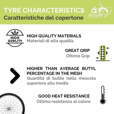 Ecovelò COPERTONE 26 x 4.0 (100-559) + Luftschlauch für Fat Bike Reifen Reifen Reifen Reifen Snow Sa