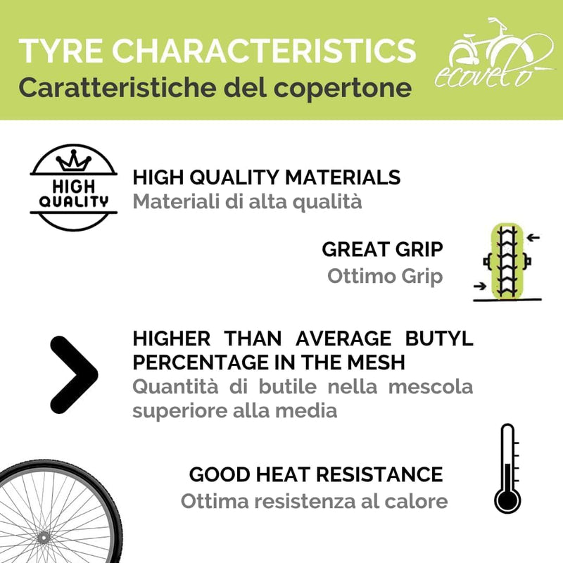 Ecovelò COPERTONE 26 x 4.0 (100-559) + Luftschlauch für Fat Bike Reifen Reifen Reifen Reifen Snow Sa
