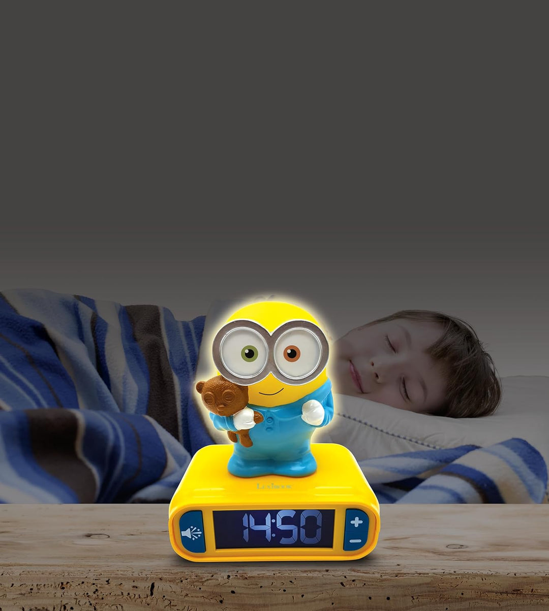 Lexibook - Wecker mit Nachtlicht und Minions Klingeltönen, Digitalwecker mit Nachtlicht und Snooze,