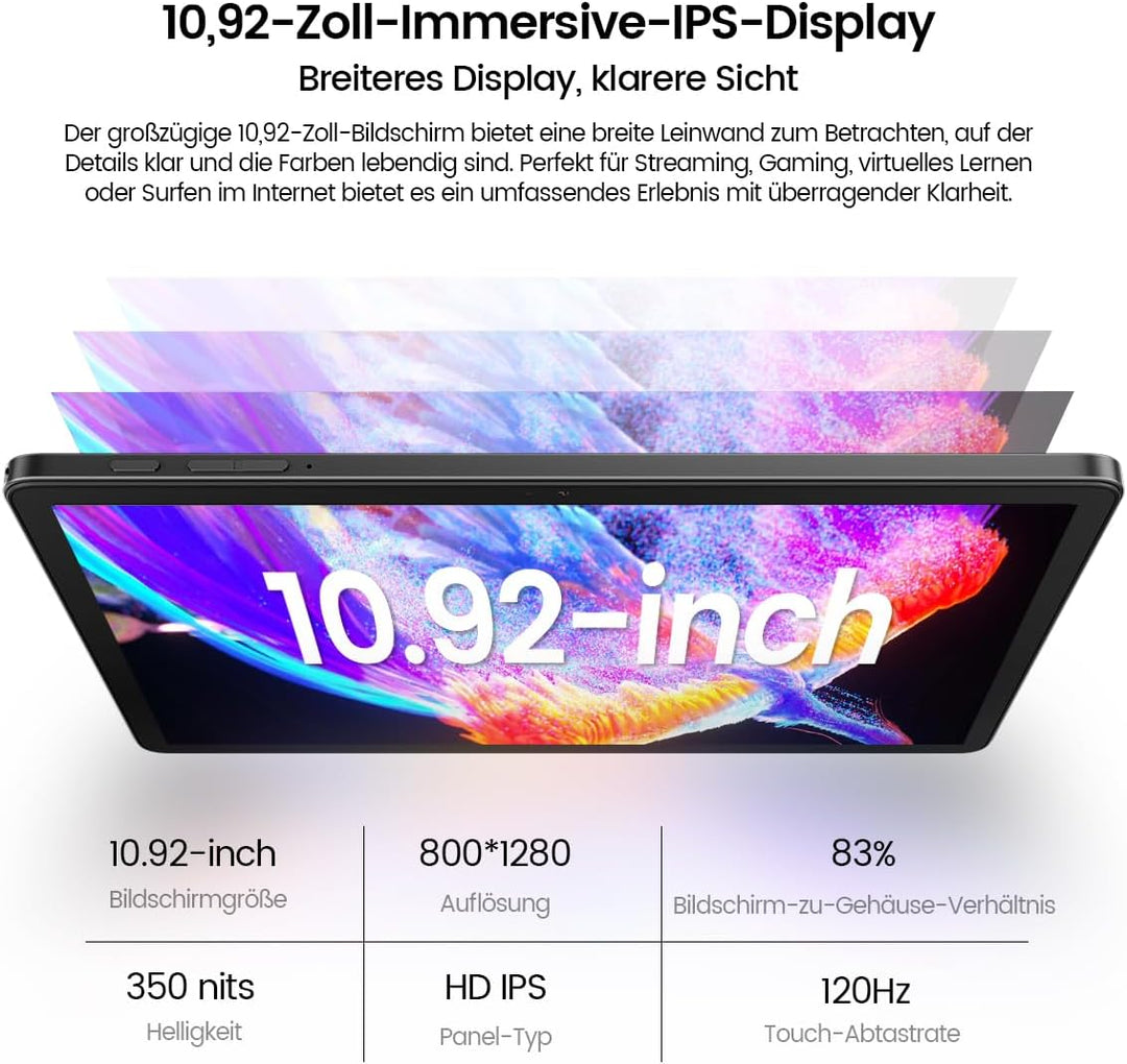 OSCAL Tablet 11 Zoll Pad 90, 120HZ Tablet Android 14, 4G LTE+5G WiFi, 24GB RAM+128GB ROM(2TB TF), Gr