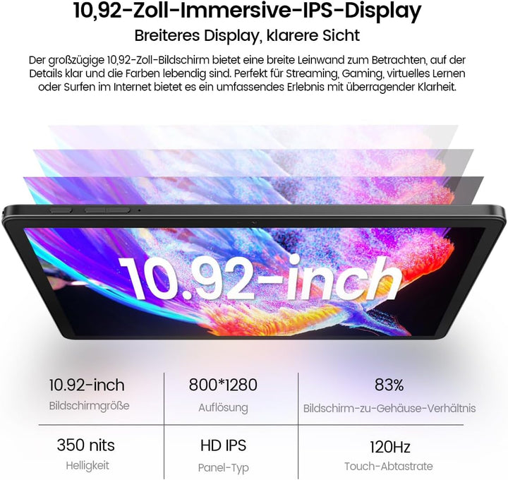 OSCAL Tablet 11 Zoll Pad 90, 120HZ Tablet Android 14, 4G LTE+5G WiFi, 24GB RAM+128GB ROM(2TB TF), Gr