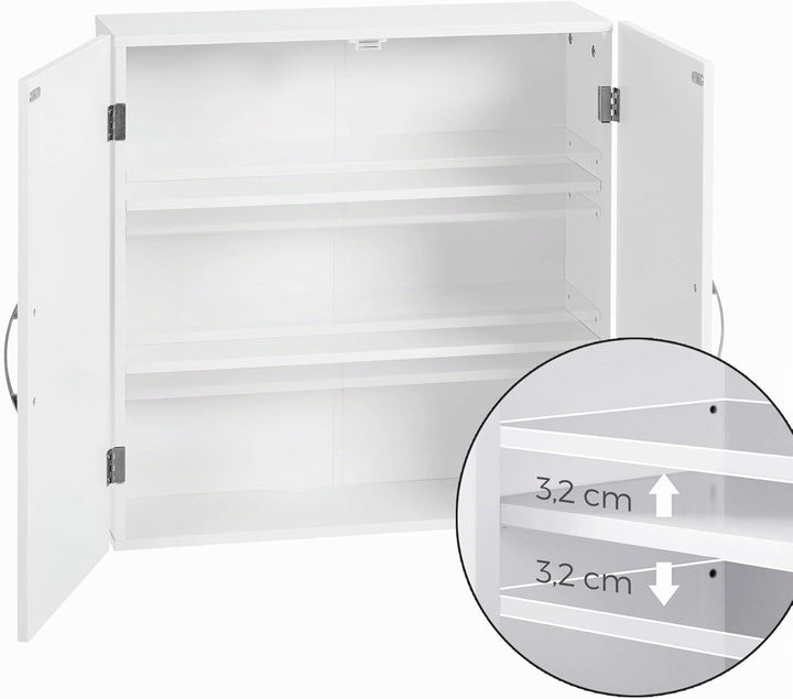 VASAGLE Badezimmerschrank, Badschrank, wandmontiert, 18 x 60 x 60 cm, Wandschrank mit verstellbaren