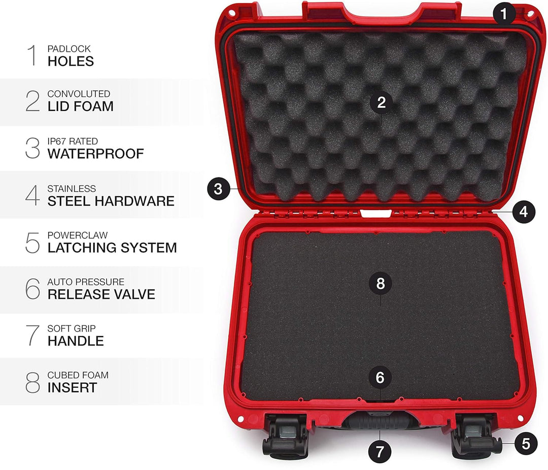 Nanuk 915 Wasserdichter Hartschalenkoffer Mit Plüschschaumeinlage - Rot Rot Würfelförmiger Schaumsto