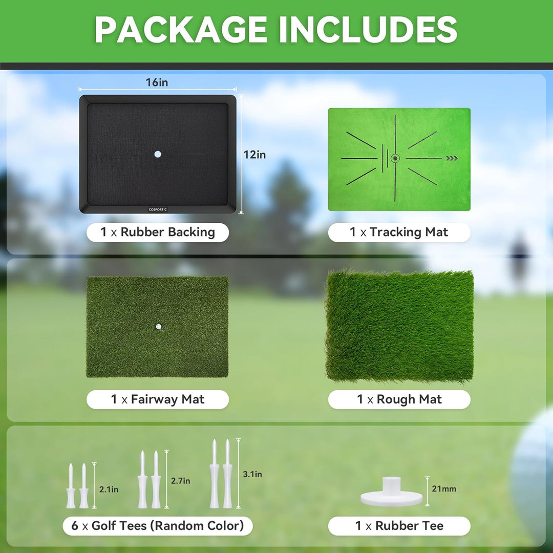 COSPORTIC Golfschlagmatte, Golf-Trainingsmatte für Schwungwege, Feedback/Erkennungsschläger, extra a