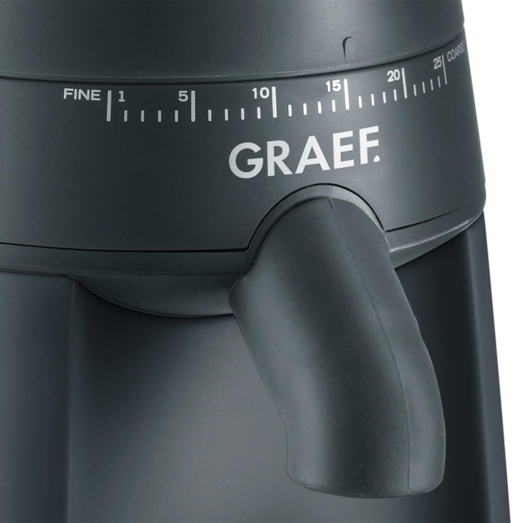GRAEF Kaffeemühle CM702, Kegelmahlwerk aus Edelstahl, 24 Mahlgradeinstellungen, abnehmbarer 250g Kaf
