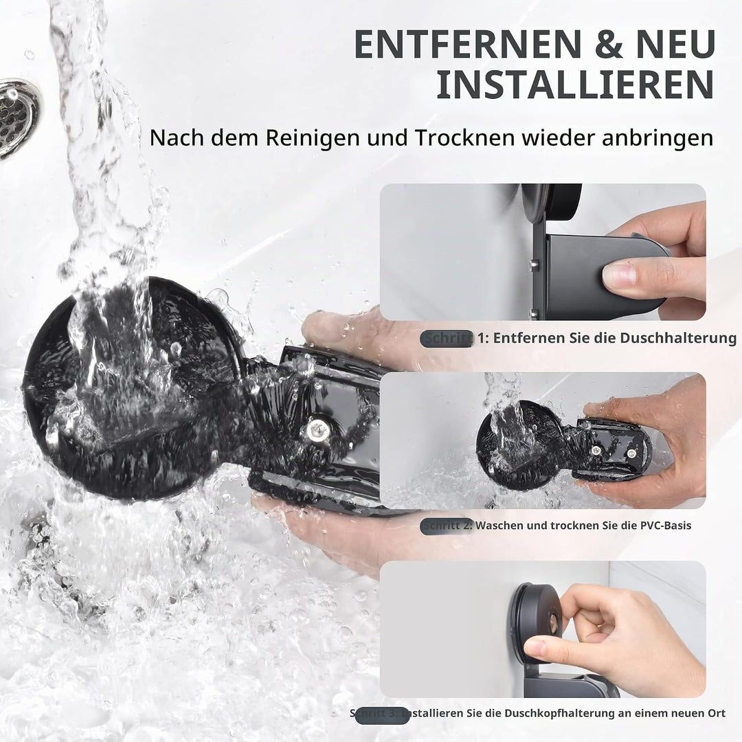 Duschkopfhalterung mit Saugnapf - JOMOLA Duschkopfhalterung Ohne Bohren 4 Winkel Verstellbarer Handb