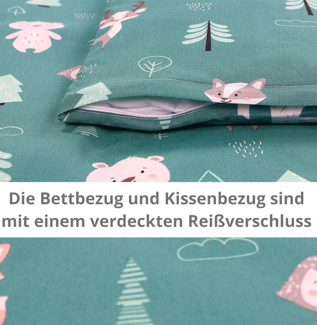 TupTam Unisex Baby Wiegenset 4-teilig Bettwäsche-Set: Bettdecke und Kopfkissen mit Bezug, Farbe: Wal