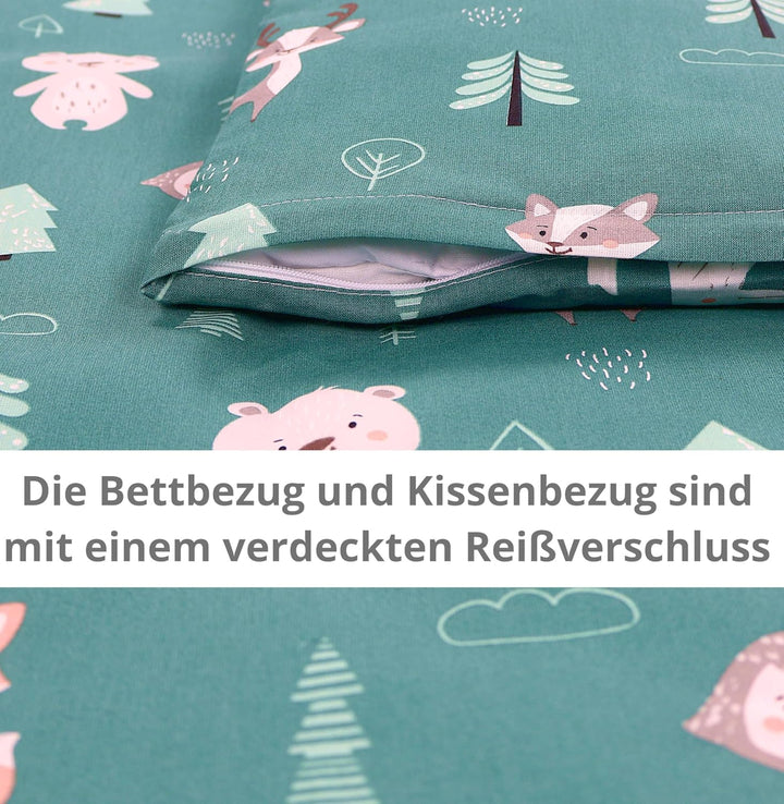 TupTam Unisex Baby Wiegenset 4-teilig Bettwäsche-Set: Bettdecke und Kopfkissen mit Bezug, Farbe: Wal