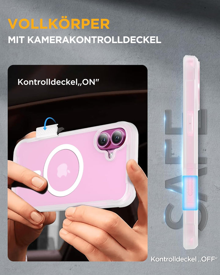 Miracase 360 Grad für iPhone 16 Hülle mit Magsafe, Eingebaut Glas Schutzfolie, Komplettschutz HandyH