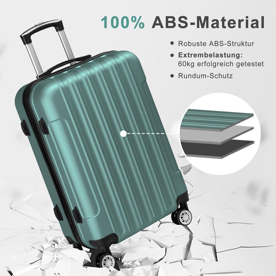 LALAHO Kofferset 4 teilig Hartschale, Koffer Set aus ABS, Reisekoffer mit Rollen Gross, Hartschalenk