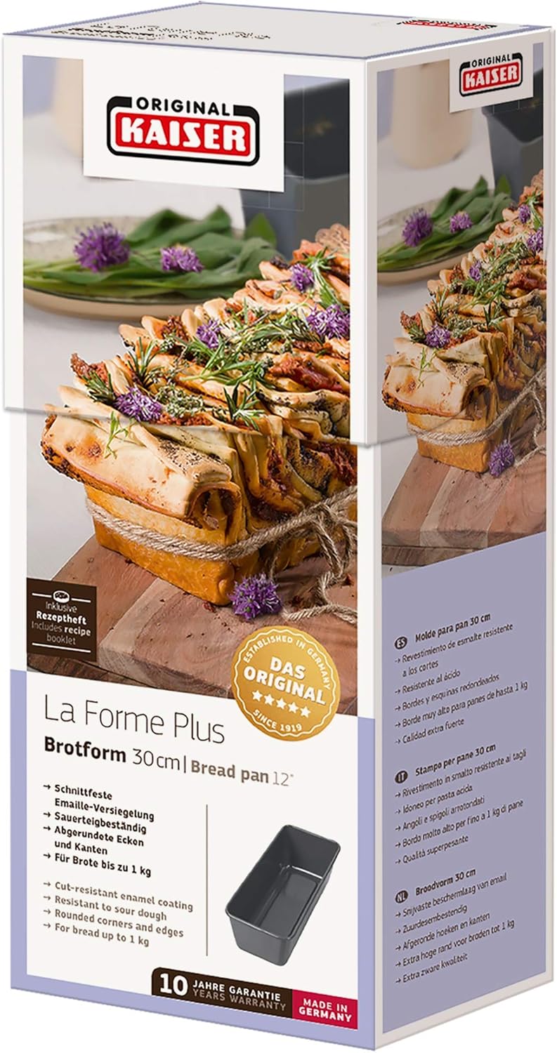 Original Kaiser La Forme Plus Brotbackform 30 cm, Backform für 1000g Brote, Emailleboden, Kastenform