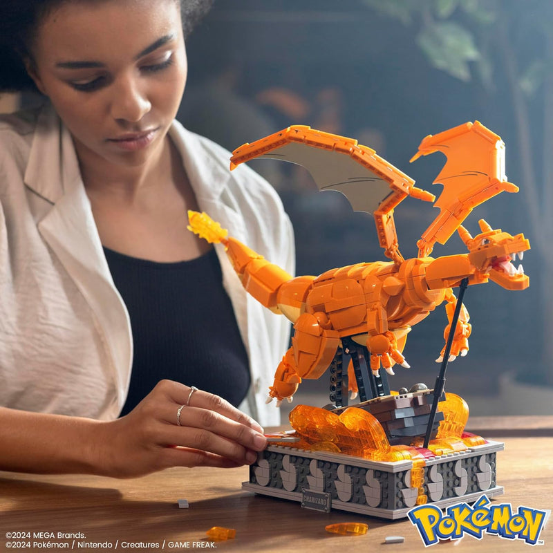 MEGA Pokémon Actionfigur Bauspielzeug für Erwachsene, zusammenbaubares, bewegliches Glurak mit 1664