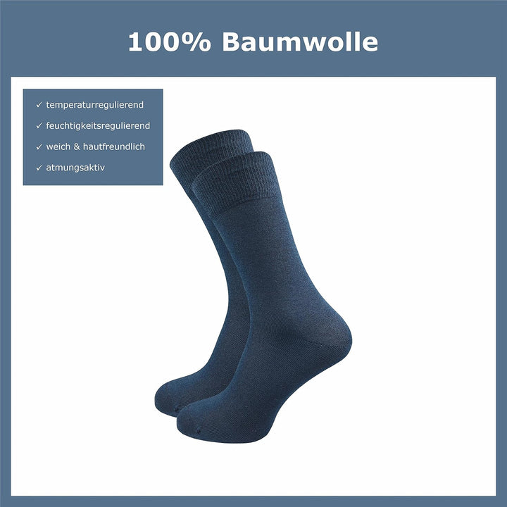 Herren Socken aus 100% Baumwolle | Reine Baumwollsocken im 10er-Set | Freizeitsocken ohne Naht mit v