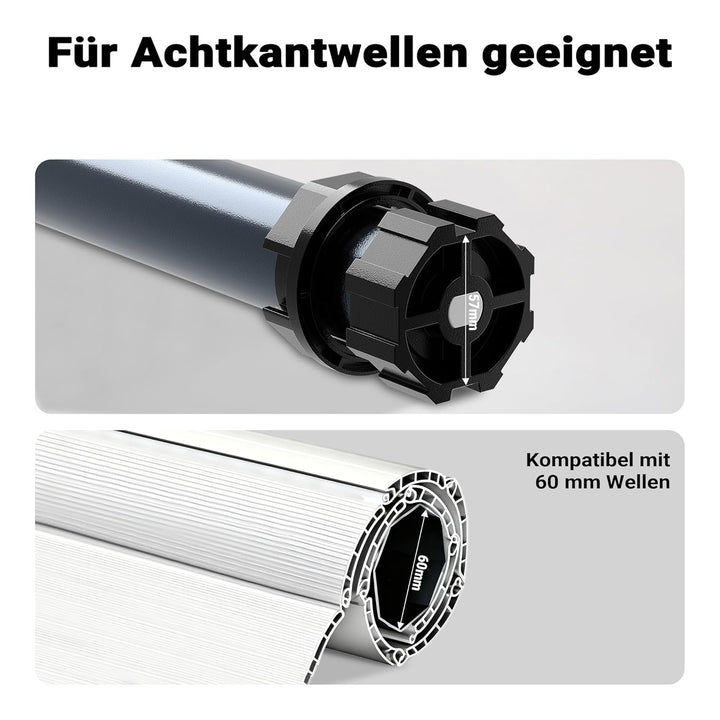 Wiltec Rollladenmotor 156W 20 Nm mit mechanischem Endabschalter & Schutzart IP44 SW60, Motor für ele