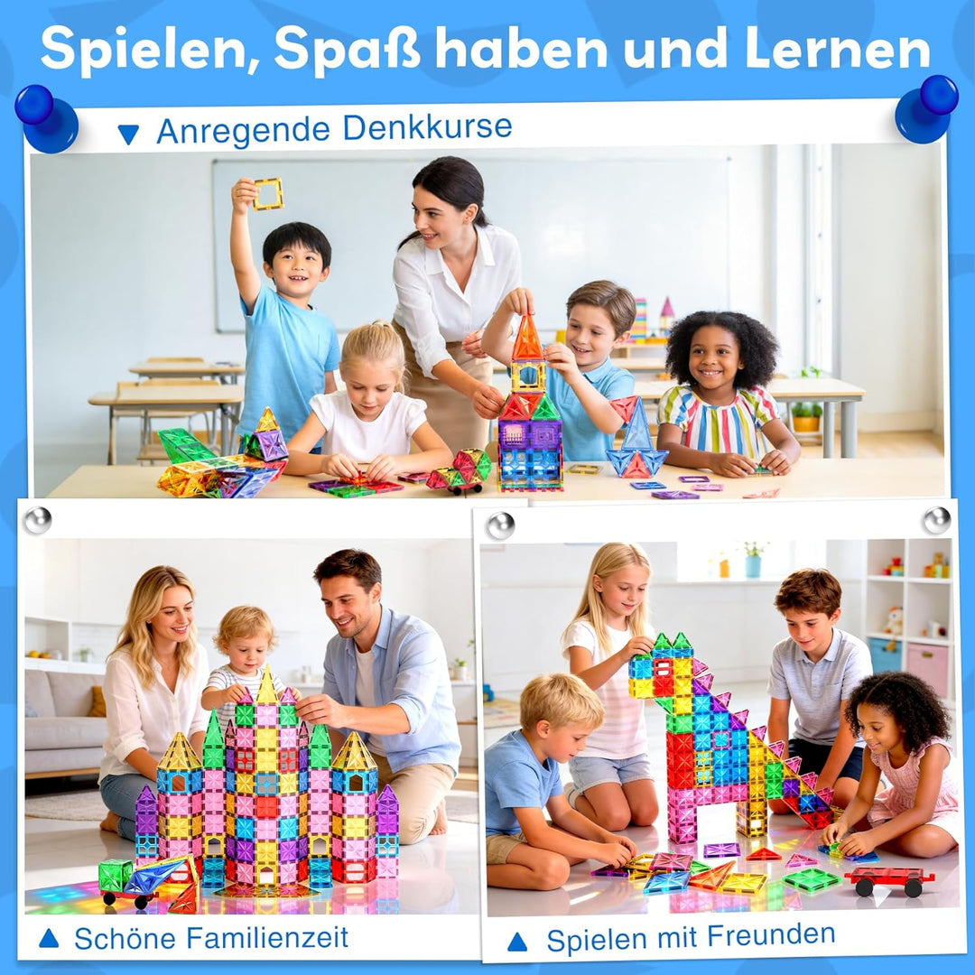 WOOBLO Magnetische Bausteine, 67 Teile Magnetbausteine, Magnetspiel STEM Magnetbausteine, Montessori
