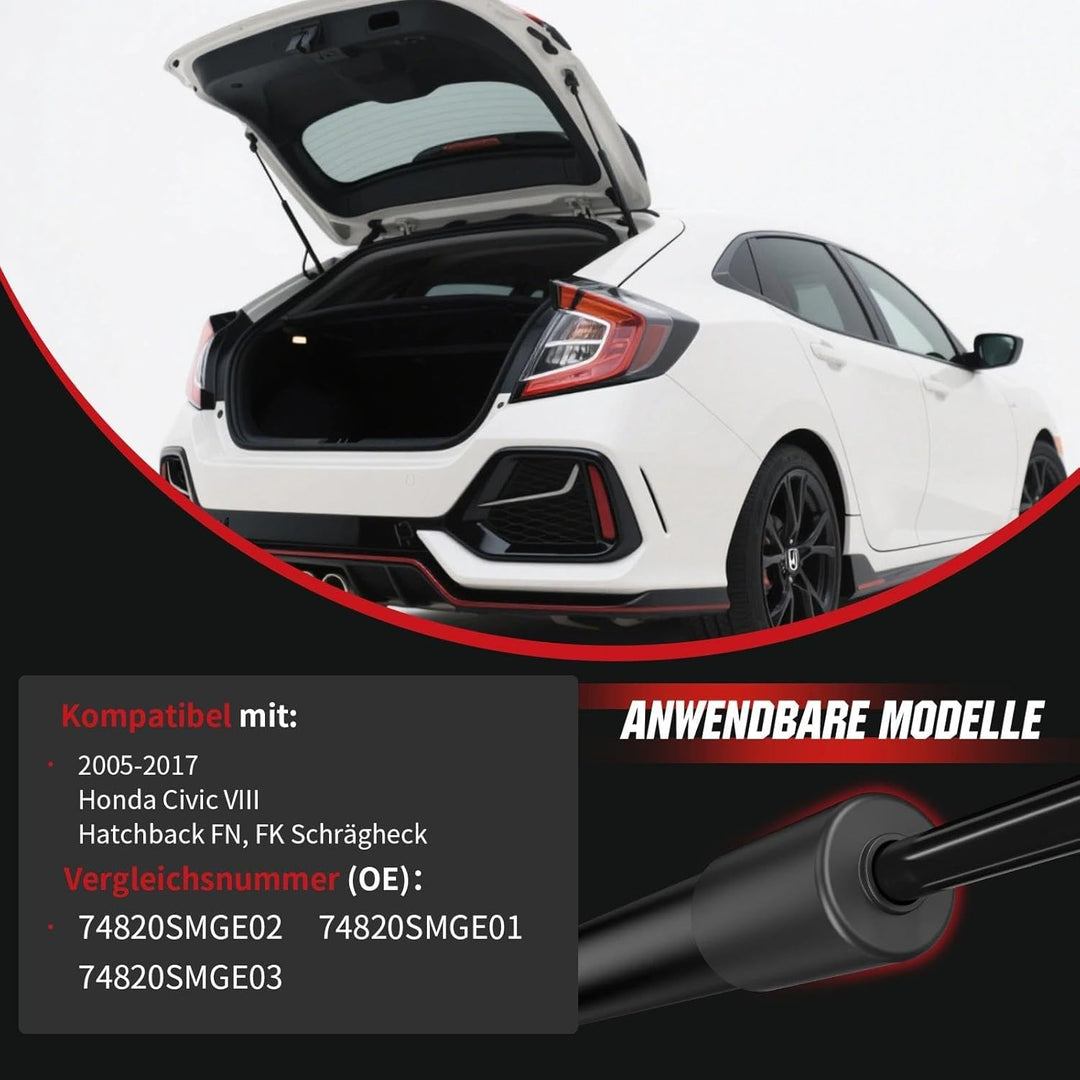 Gasfeder Heckklappe kompatibel mit Honda Civic VIII FN/FK Schrägheck (2005–2017), OTUAYAUTO 2 Stück