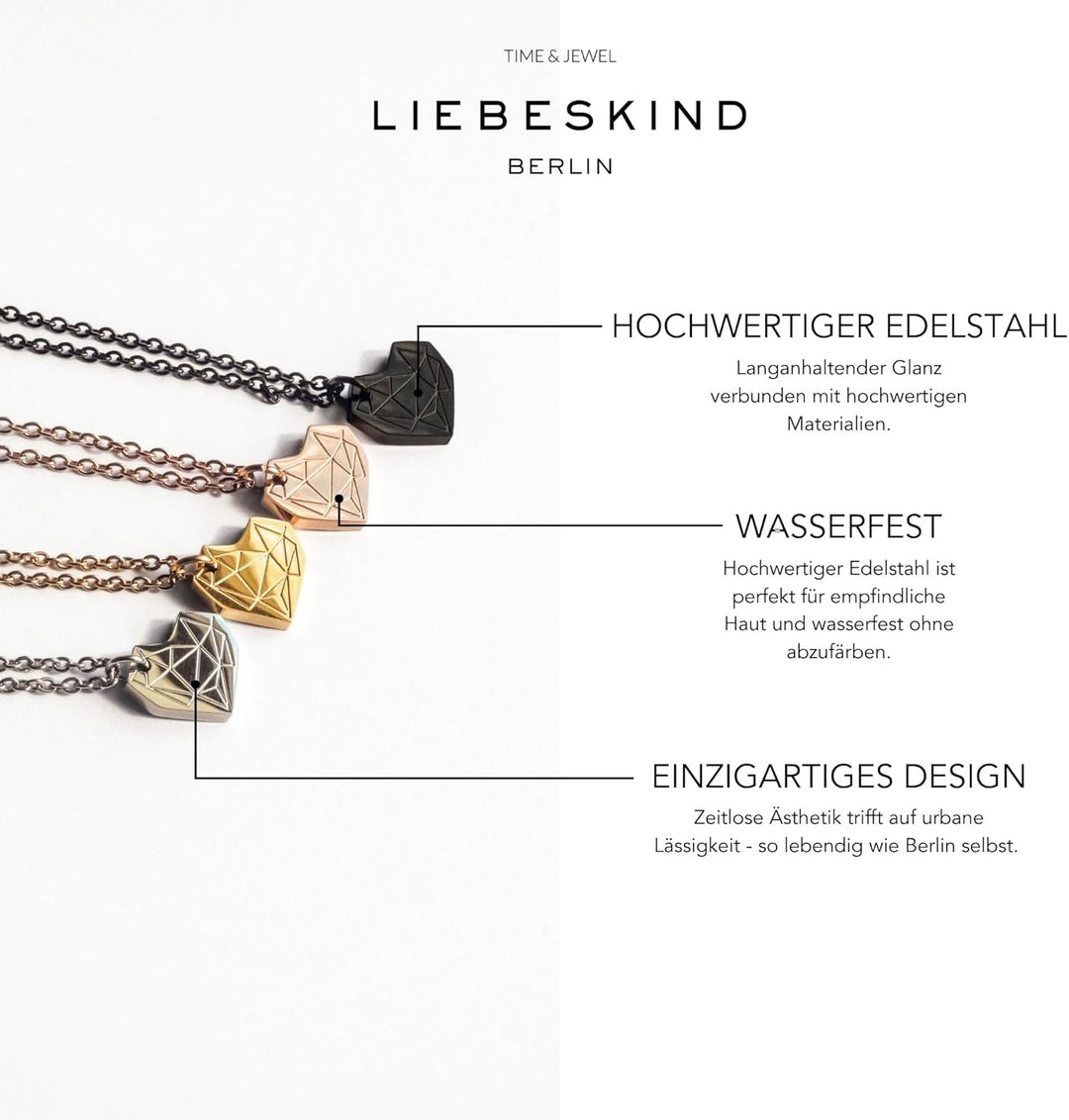 LIEBESKIND Damen Armband Herz Edelstahl Silber 20 cm, Silber