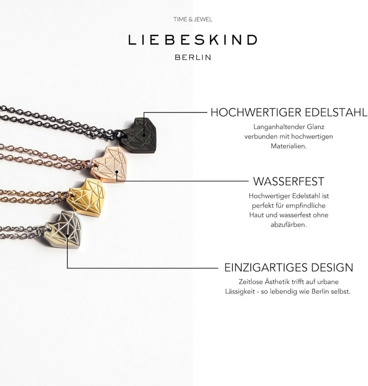 LIEBESKIND Damen Armband Herz Edelstahl Silber 20 cm, Silber