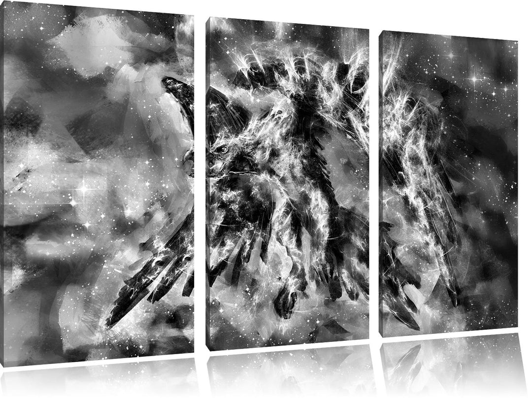 Pixxprint Feuriger Adler als Leinwandbild | Grösse: 3 Teilig (120x80) | Wandbild| Kunstdruck | ferti