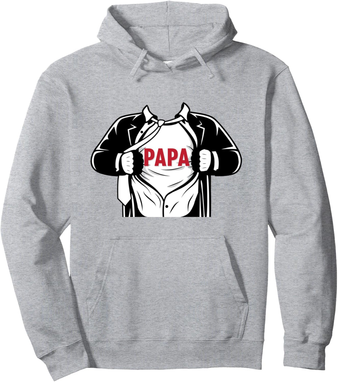 Super Papa Superheld Vater Lustig Niederknöpfen Papi Pullover Hoodie