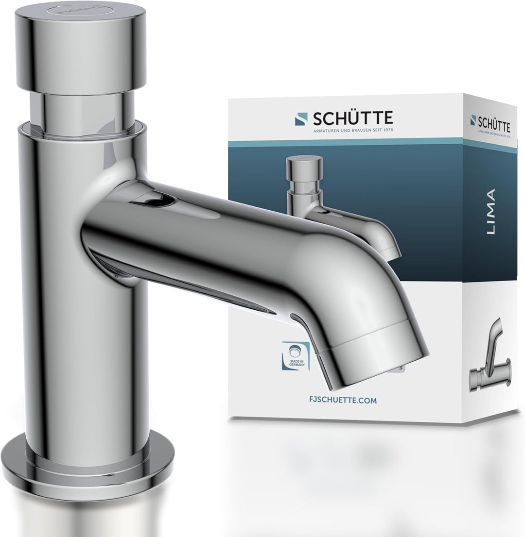 SCHÜTTE Kaltwasserhahn Lima, Armatur, Wasserhahn Bad nur für Kaltwasser, Standventil mit schickem Dr