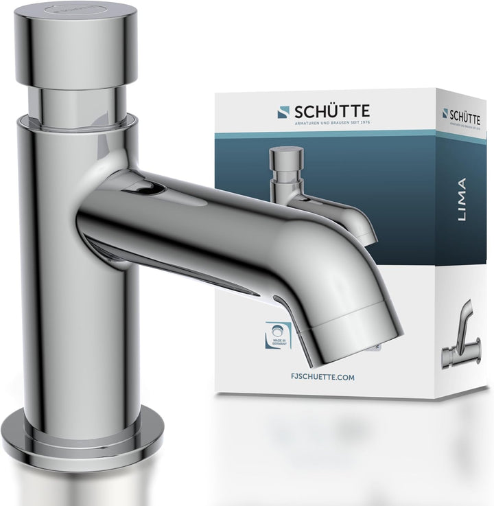 SCHÜTTE Kaltwasserhahn Lima, Armatur, Wasserhahn Bad nur für Kaltwasser, Standventil mit schickem Dr