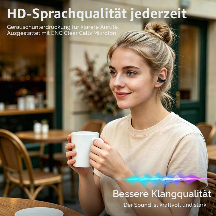 Open Ear Clip On Kopfhörer Bluetooth 6.0,Clip On Earbudsmit with physischen Tasten, sicher sitzende