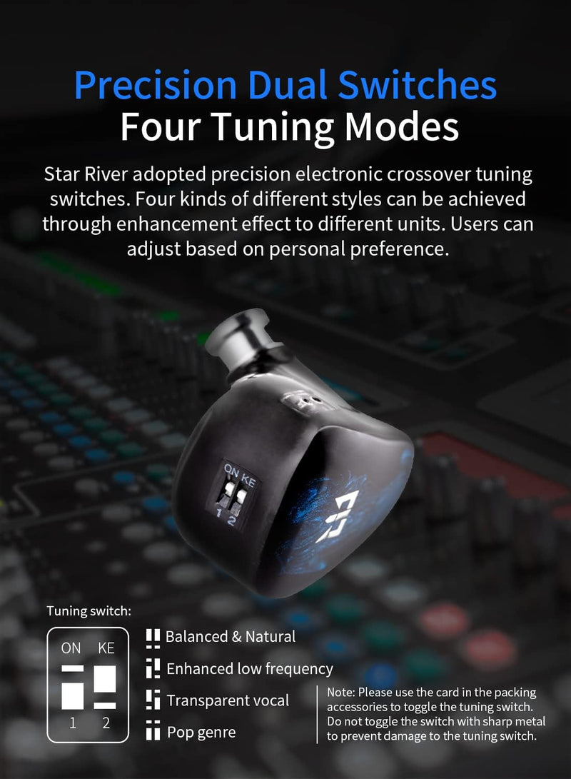 Yinyoo TRI Star River In-Ear-Monitor-Kopfhörer, Musiker-Sänger, kabelgebundene Ohrhörer, 10 mm Hochl