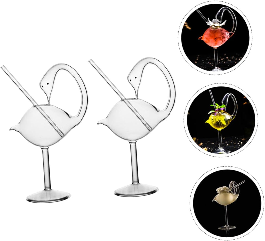 Operitacx 2st Schwanenkelch Martini-becher Trinkbecher Stiel Martini-gläser Schlürfen Cocktailgläser