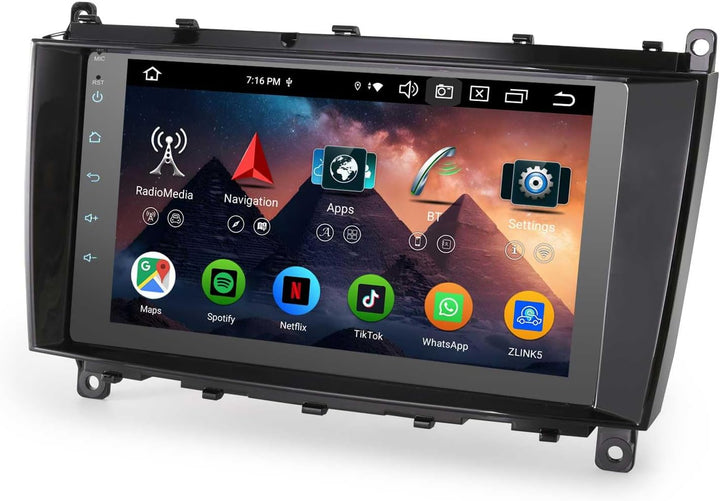 Erisin 8-Kern 4GB+64GB 8" IPS Bildschirm Android 14 Autoradio mit GPS Navi Für Mercedes CLK Klasse W