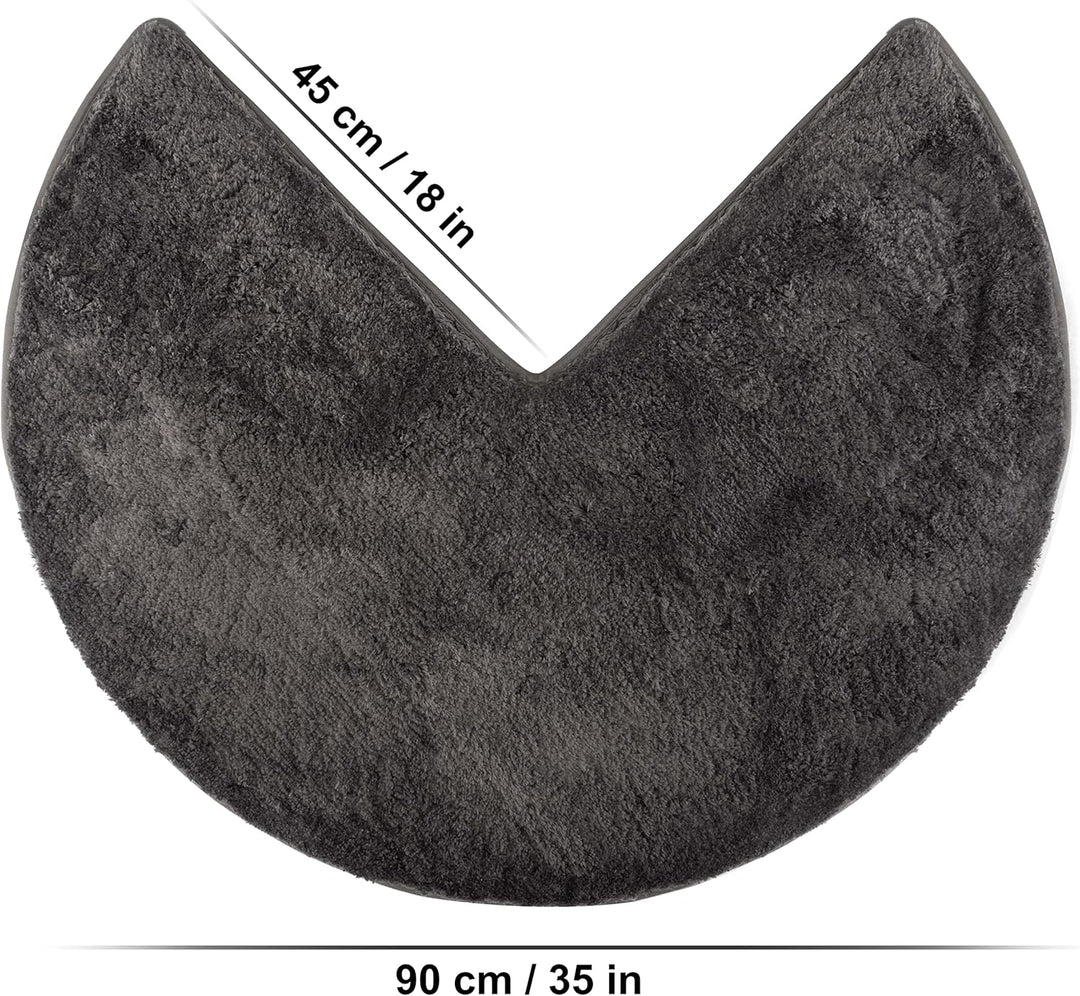 FLUFFY Badteppich für Eckduschen, Hochflor aus Mikrofaser, rutschfeste Unterseite (Rund | Innenmasse