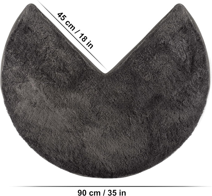 FLUFFY Badteppich für Eckduschen, Hochflor aus Mikrofaser, rutschfeste Unterseite (Rund | Innenmasse