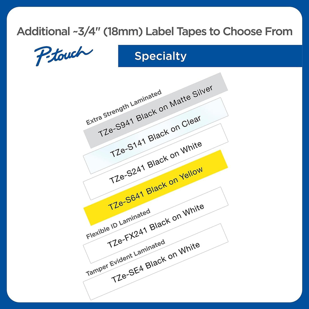 Brother Original P-Touch TZE-241 Klebeband, 1,8 cm, laminiertes P-Touch-Klebeband, schwarz auf weiss