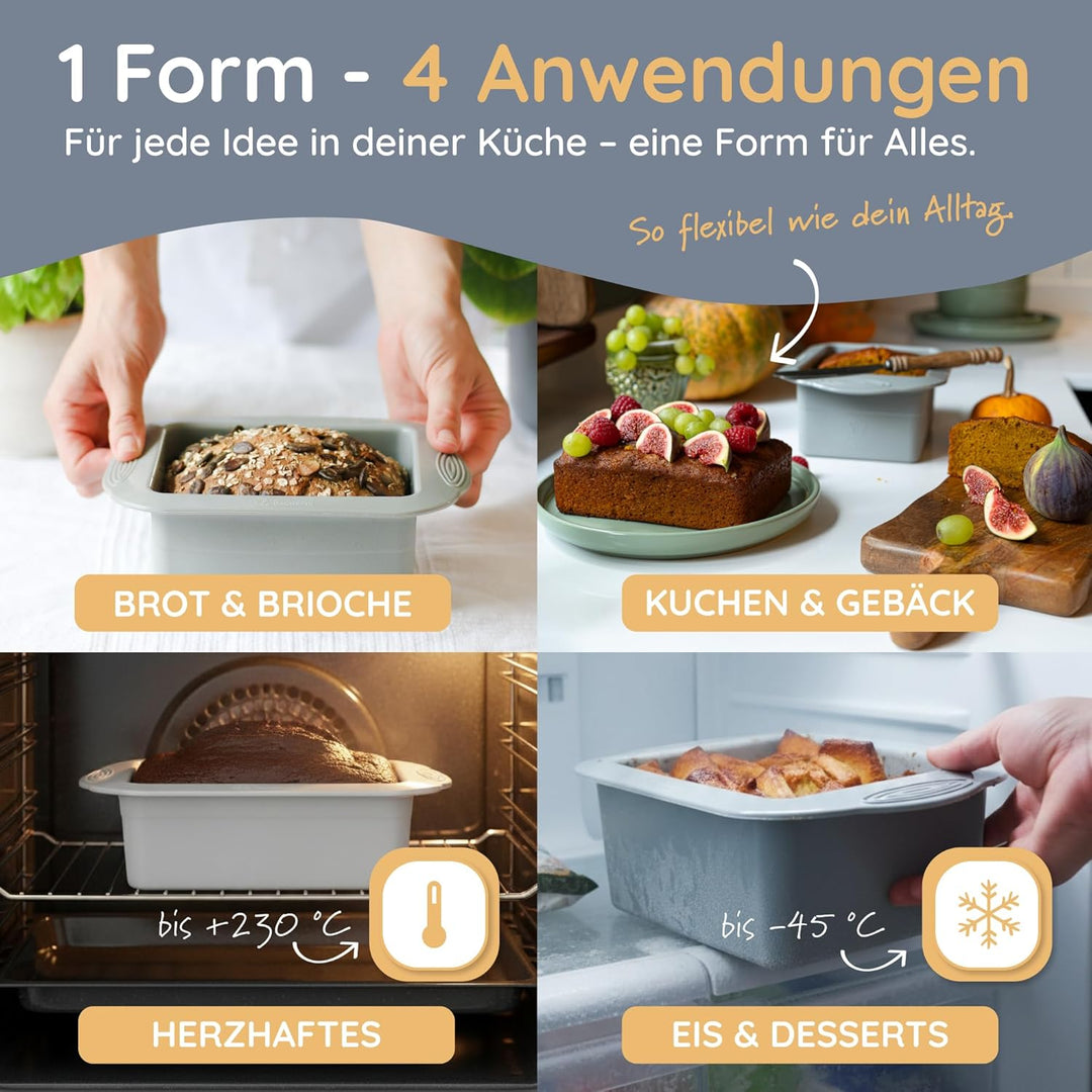 Backefix flexible Silikon Batzenform bis 500g, Kastenform klein 15cm, ideale grösse für Single-Haush