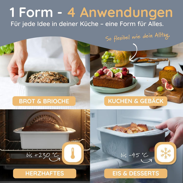 Backefix flexible Silikon Batzenform bis 500g, Kastenform klein 15cm, ideale grösse für Single-Haush