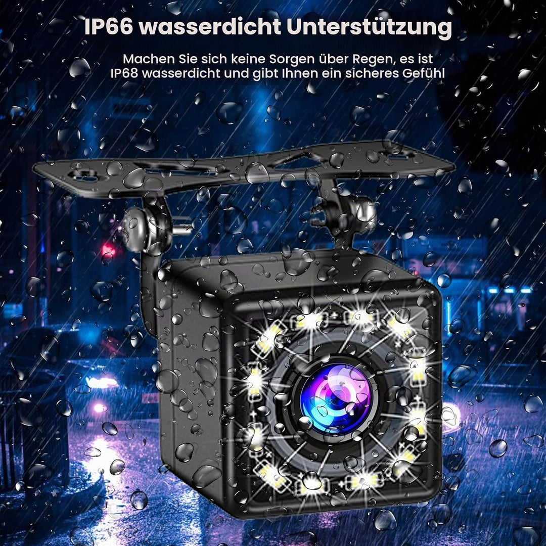 Rückfahrkamera für Autoradio Car Radio mit Super 12 LED Nachtsicht Weitwinkel 170°, wasserdicht IP66