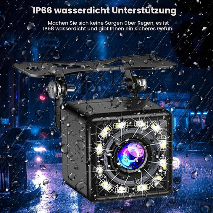 Rückfahrkamera für Autoradio Car Radio mit Super 12 LED Nachtsicht Weitwinkel 170°, wasserdicht IP66