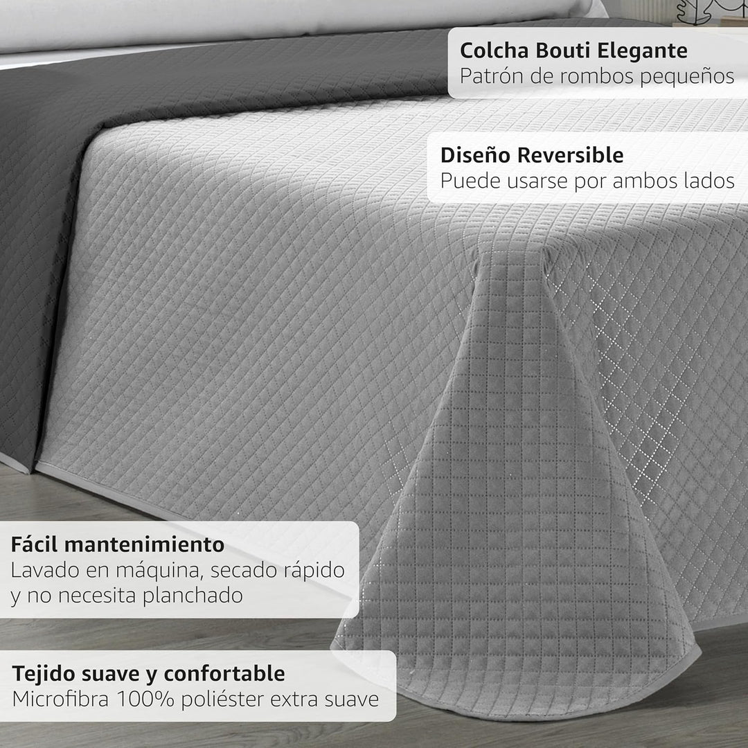 Martina Home Bouti-Tagesdecke, wendbar, Anthrazit, 90 Stück Bett 90 cm Grau, Bett 90 cm Grau