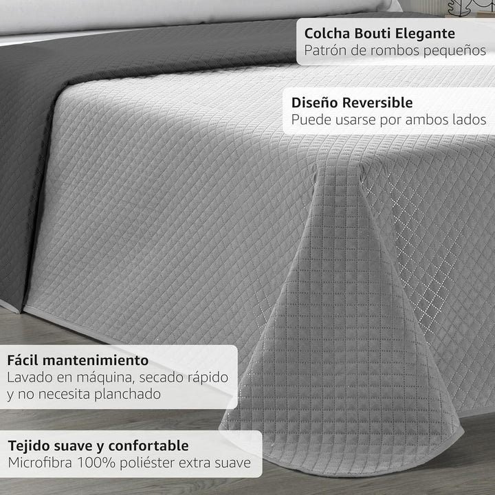 Martina Home Bouti-Tagesdecke, wendbar, Anthrazit, 90 Stück Bett 90 cm Grau, Bett 90 cm Grau