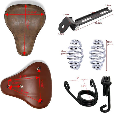 Bronze Motorrad Solo Sitz,mit Feder Halterung Kit für Chopper Bobber Sportster XL883/1200., Bronze