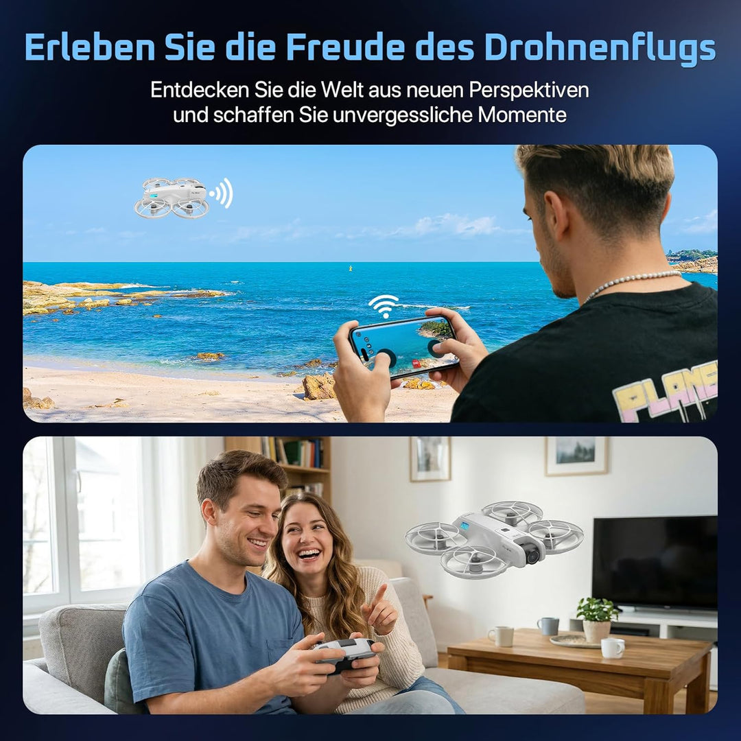 Rollei Fly Mini Drohne mit 720P Kamera RC Drone Quadrocopter mit Headless Modus 360° Drehung Steueru