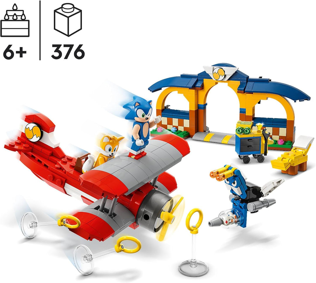 LEGO 76991 Sonic The Hedgehog Tails‘ Tornadoflieger mit Werkstatt Set, Baubares Spiel mit Flugzeug-S