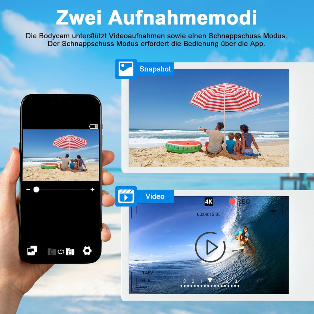 FHD 1080P Daumen Actionkamera with 32GB Card,Tragbare POV Kamera,Mini Body Cam,Handliche Vlogging un
